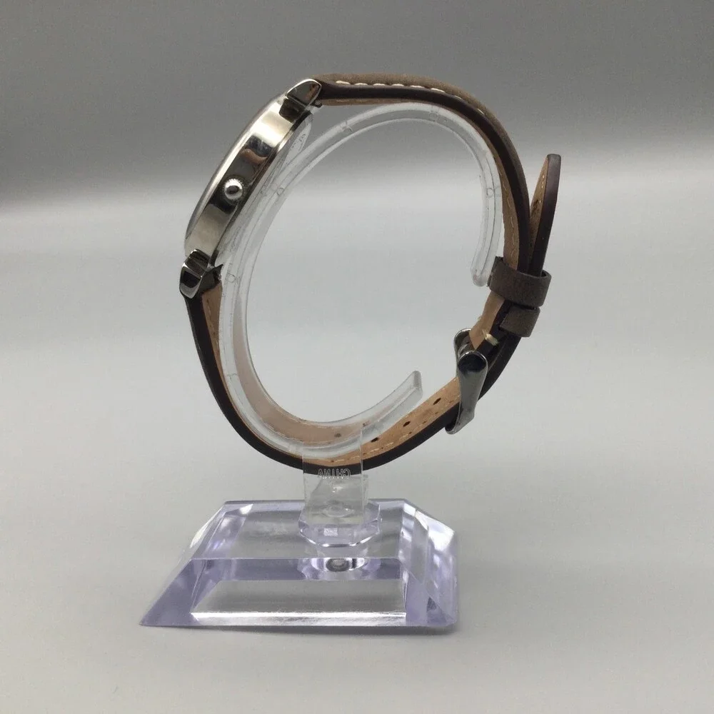 Aria Womens Watch 34mm Abalone Mosaic Dial Brown Leather Band New Battery